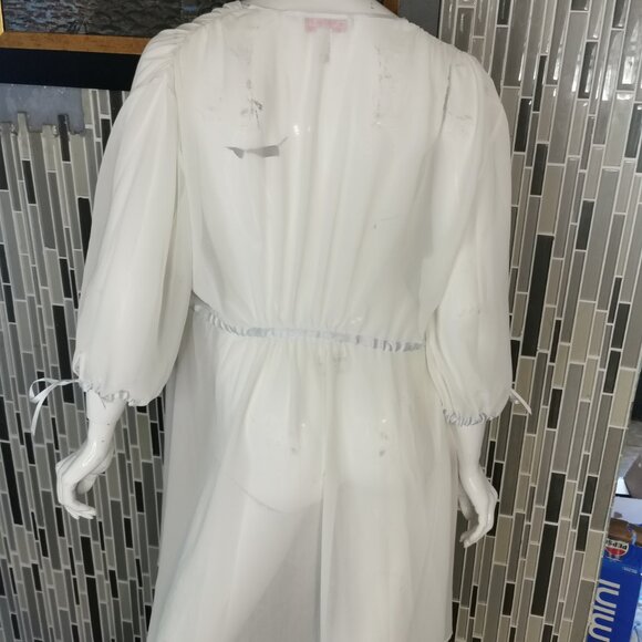 Vintage Oscar De La Renta Pink Label Robe Large White 0412 - Picture 3 of 6